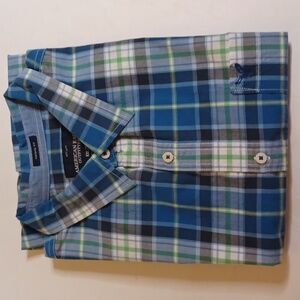 AMERICAN EAGLE Outfitters Blue Plaid Short Sleeves Shirt. Size XXL